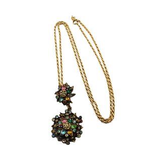 Vintage Unsigned Colorful Rhinestone Necklace Similar To Hollycraft (A9005)
